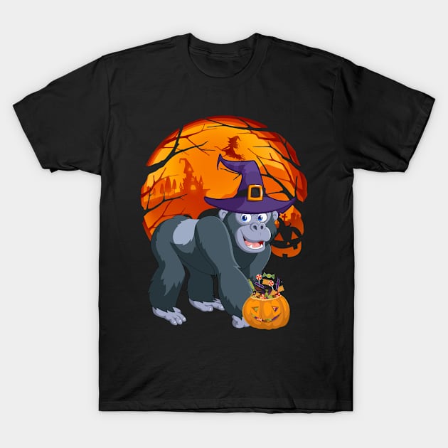 Gorilla pumpkin witch T-Shirt by jrgmerschmann